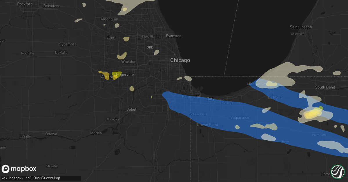 Hail map in Blue Island, IL on August 9, 2026