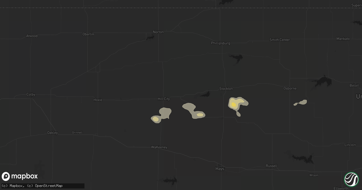 Hail map in Bogue, KS on August 9, 2026