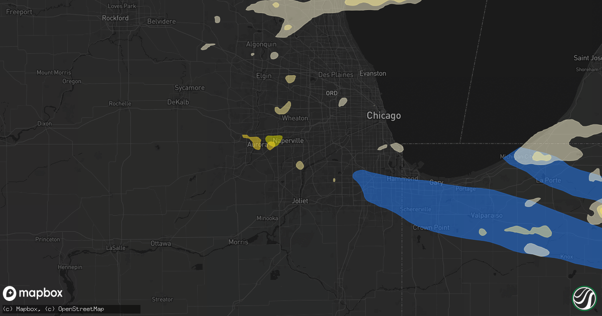 Hail map in Bolingbrook, IL on August 9, 2026