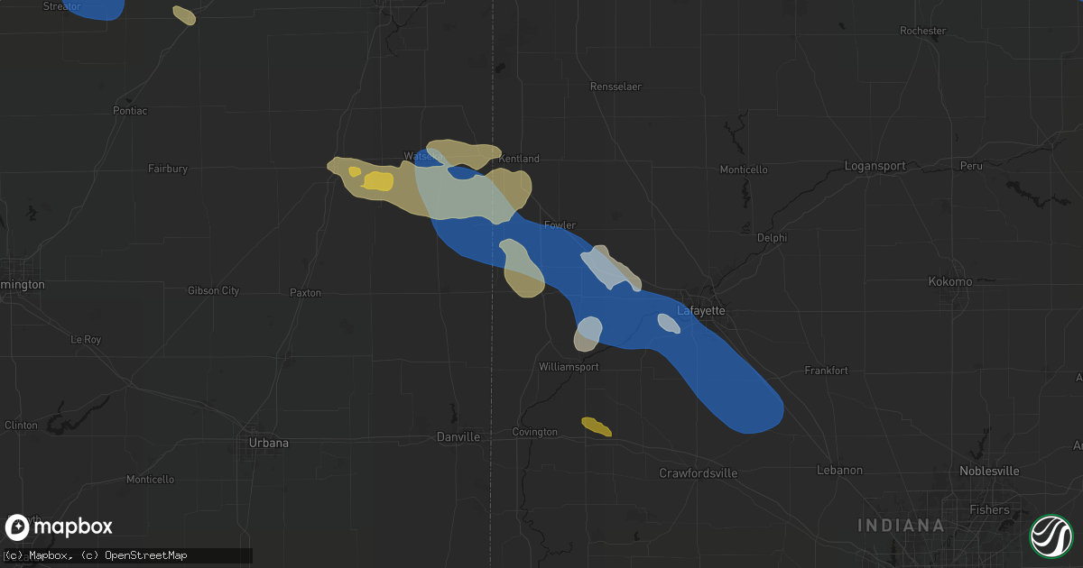 Hail map in Boswell, IN on August 9, 2026