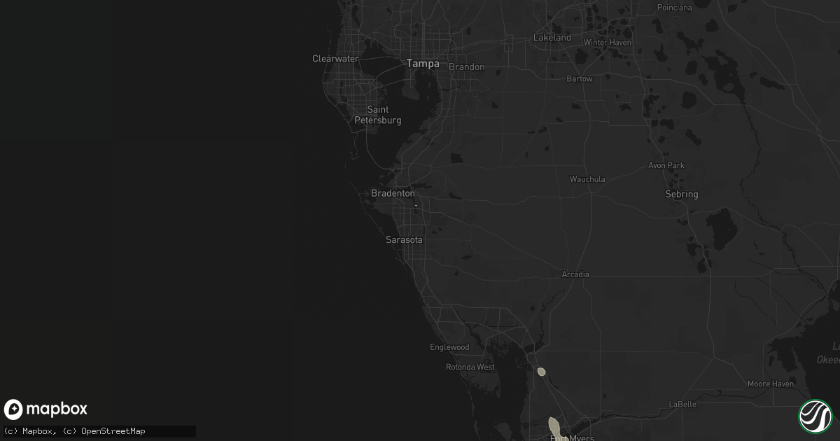 Hail map in Bradenton, FL on August 9, 2026