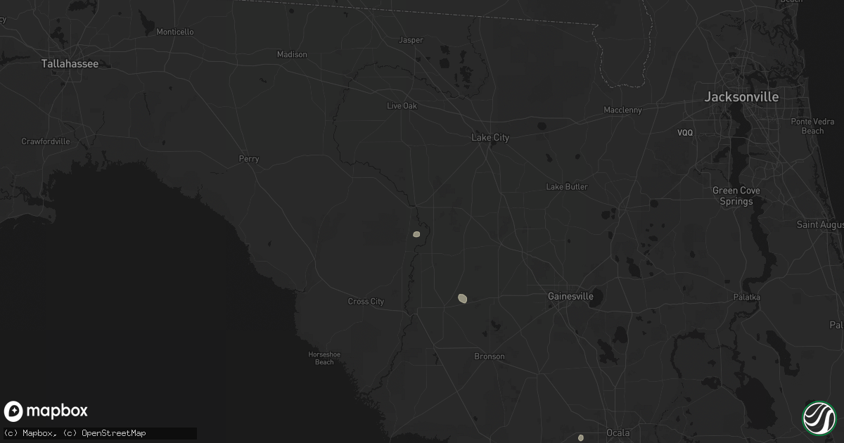 Hail map in Branford, FL on August 9, 2026