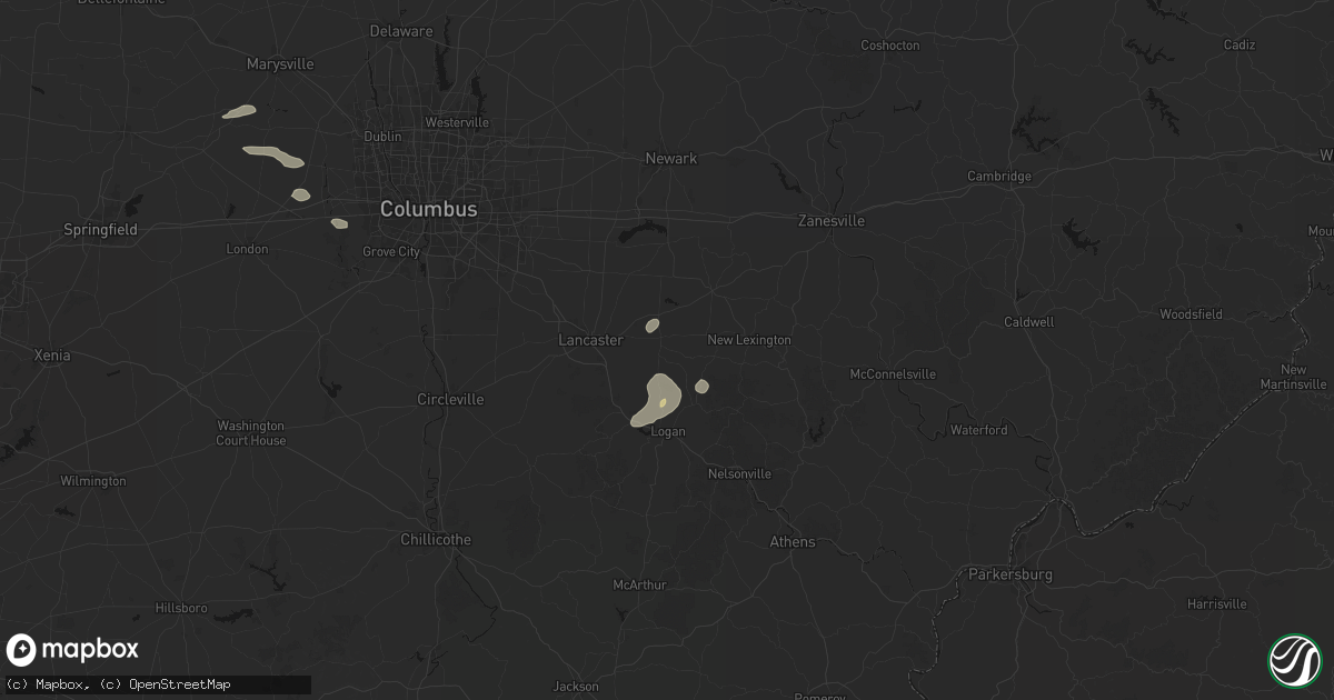 Hail map in Bremen, OH on August 9, 2026