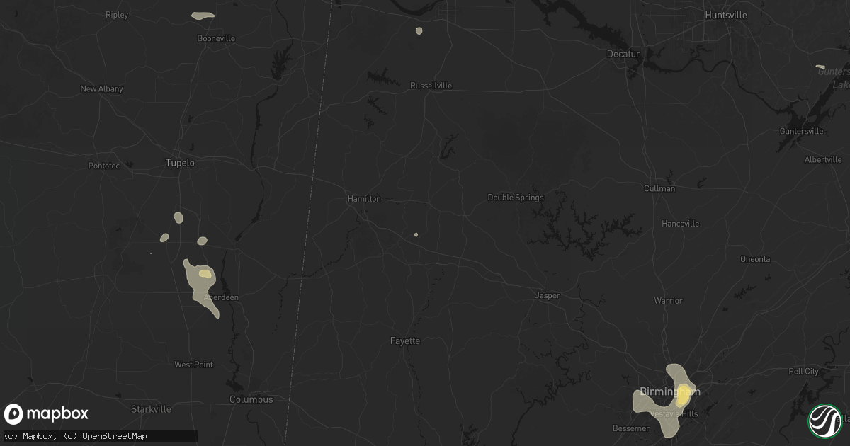 Hail map in Brilliant, AL on August 9, 2026