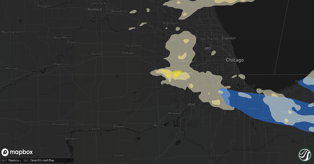 Hail map in Bristol, IL on August 9, 2026