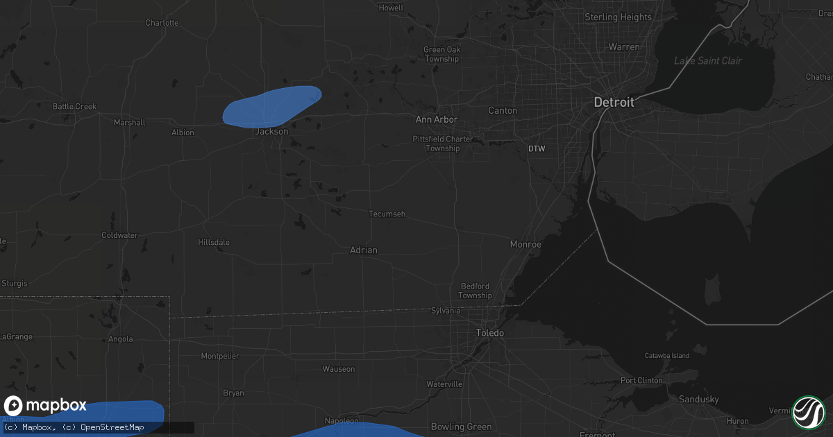 Hail map in Britton, MI on August 9, 2026