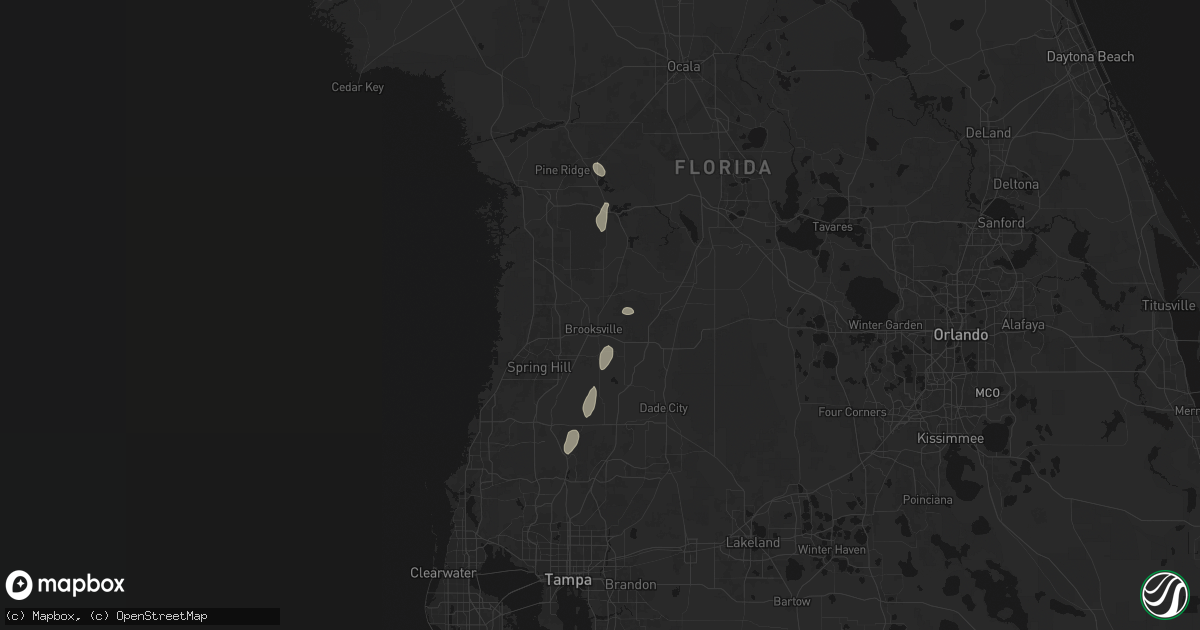 Hail map in Brooksville, FL on August 9, 2026