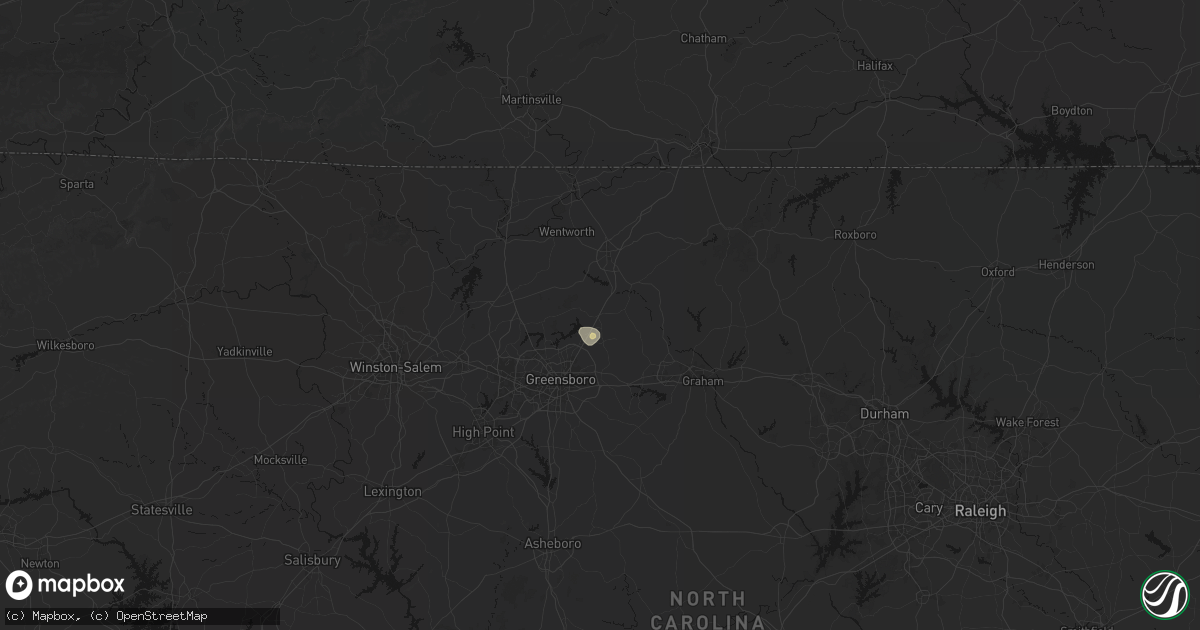 Hail map in Browns Summit, NC on August 9, 2026