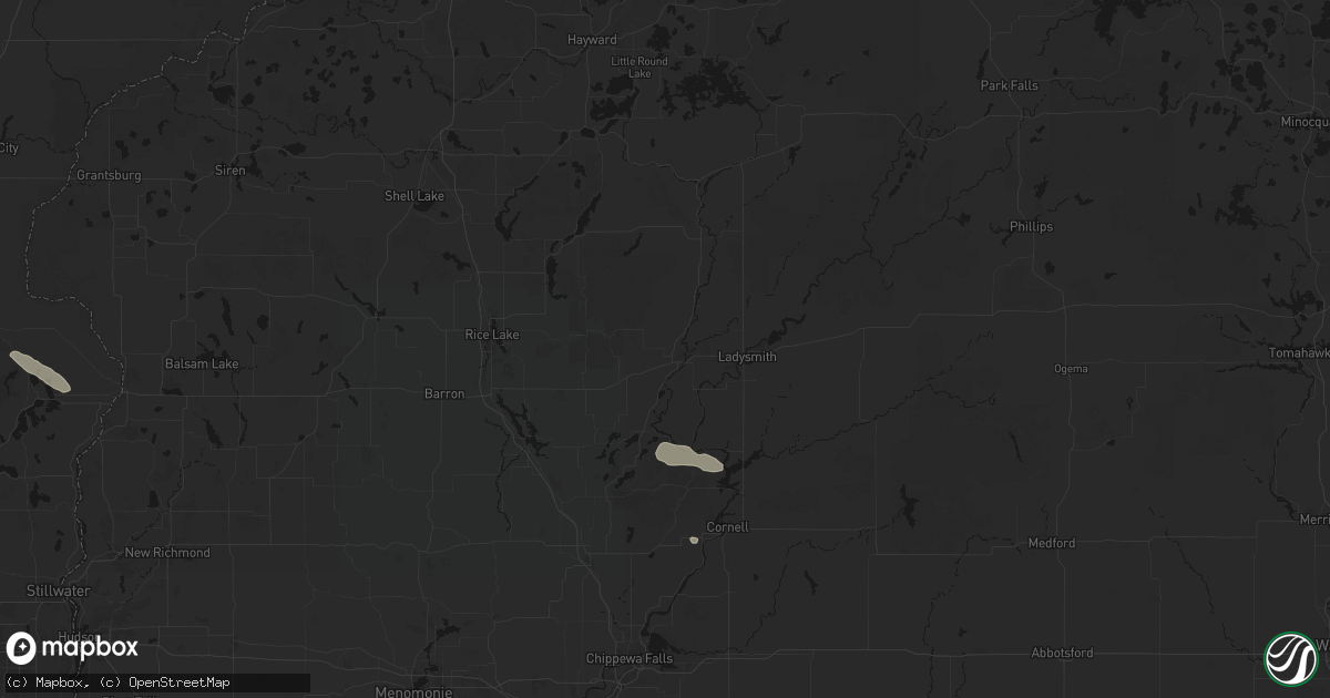 Hail map in Bruce, WI on August 9, 2026