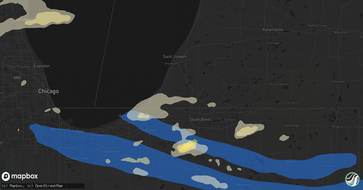 Hail map in Buchanan, MI on August 9, 2026