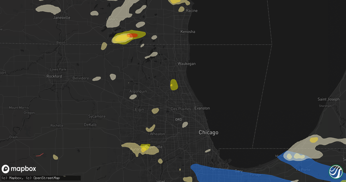 Hail map in Buffalo Grove, IL on August 9, 2026