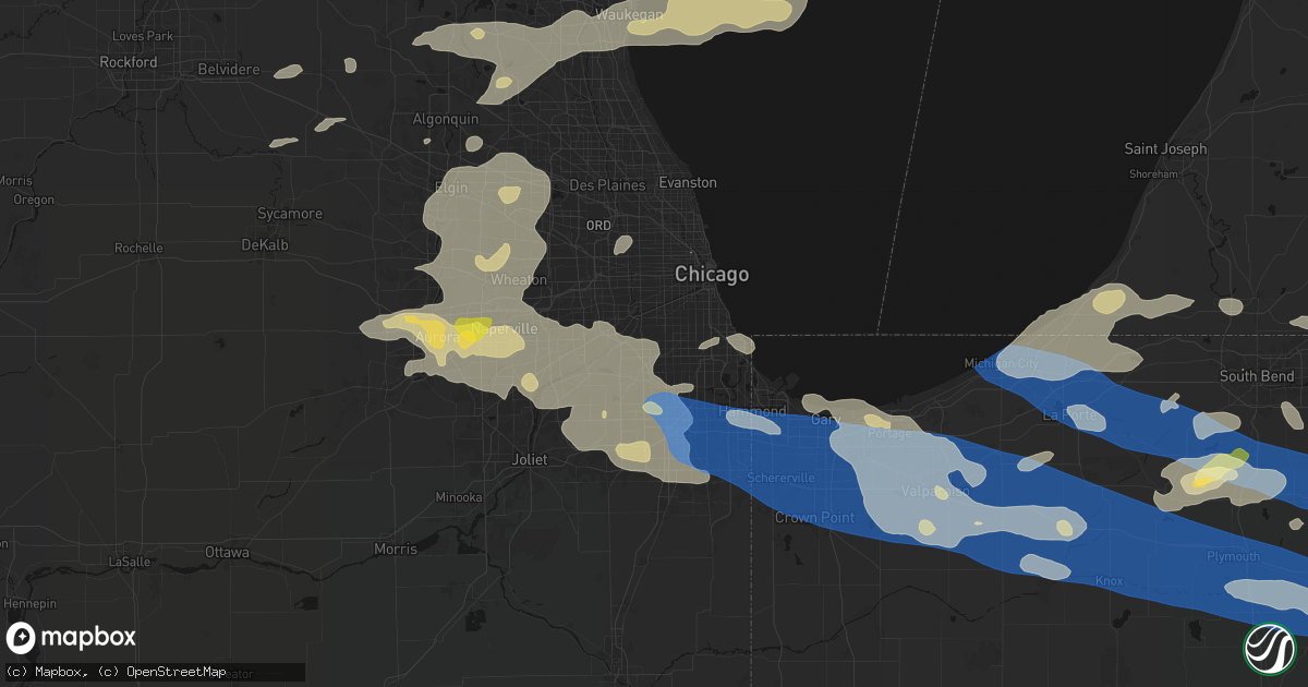 Hail map in Burbank, IL on August 9, 2026
