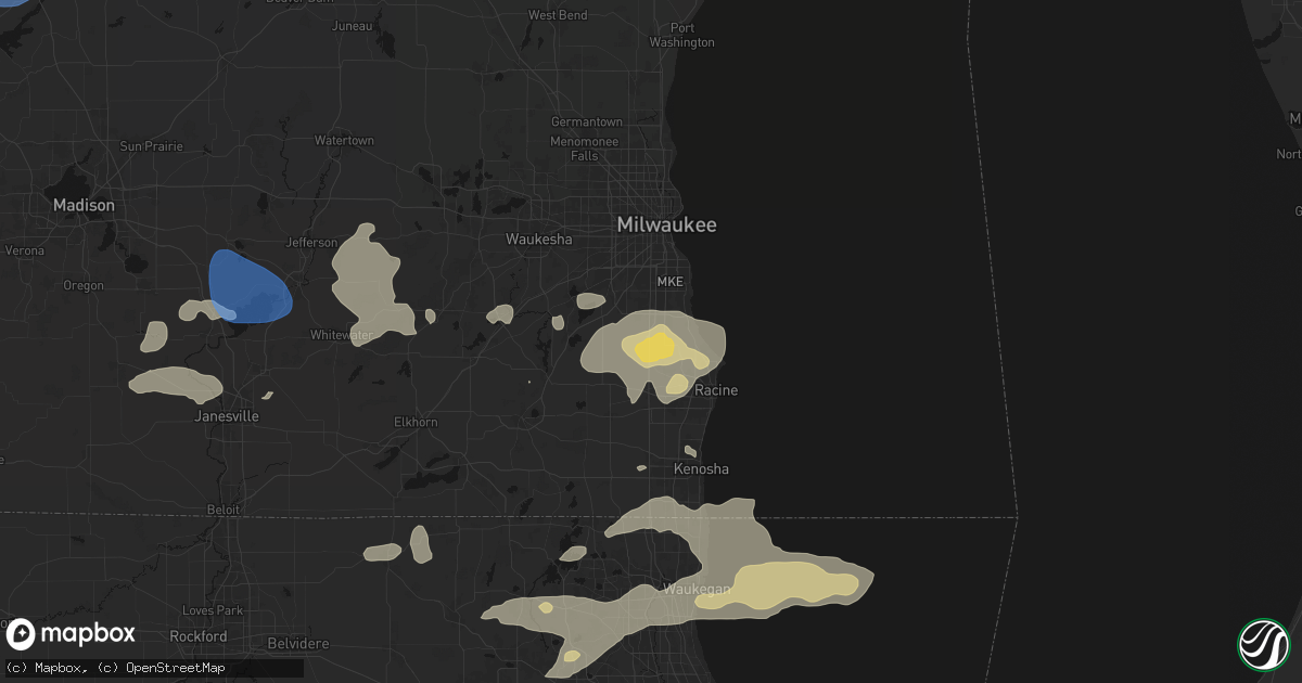 Hail map in Caledonia, WI on August 9, 2026