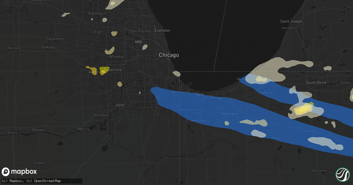 Hail map in Calumet City, IL on August 9, 2026