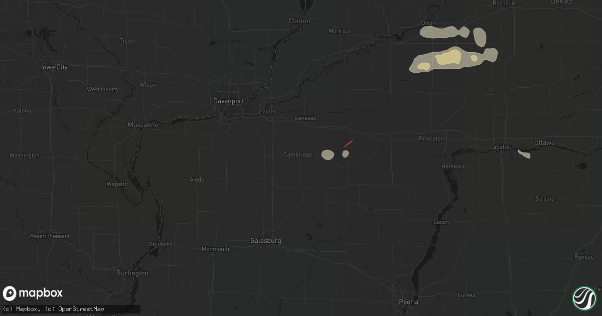 Hail map in Cambridge, IL on August 9, 2026
