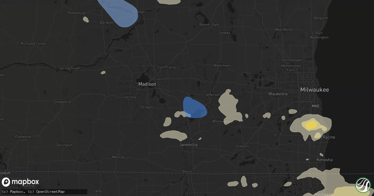 Hail map in Cambridge, WI on August 9, 2026