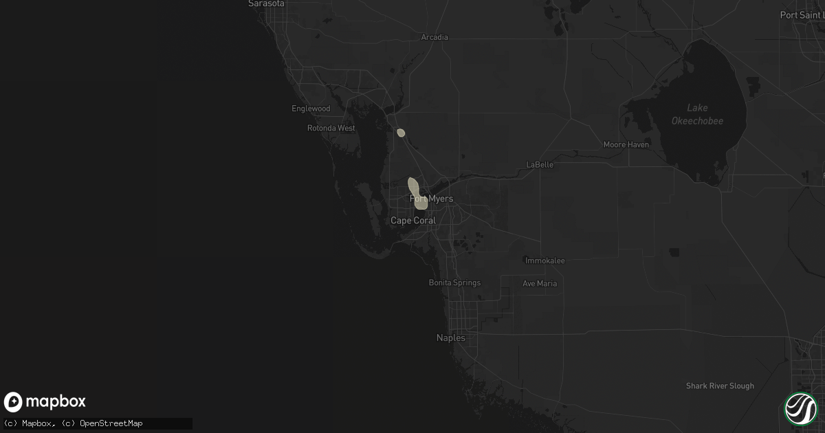 Hail map in Cape Coral, FL on August 9, 2026