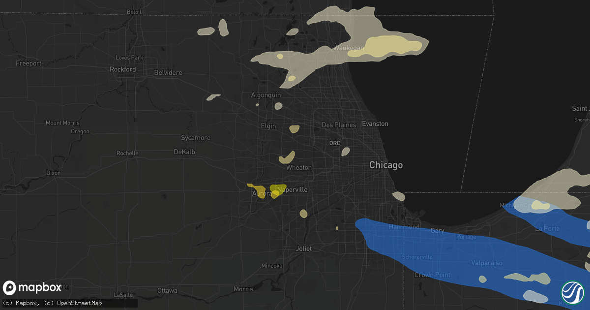 Hail map in Carol Stream, IL on August 9, 2026