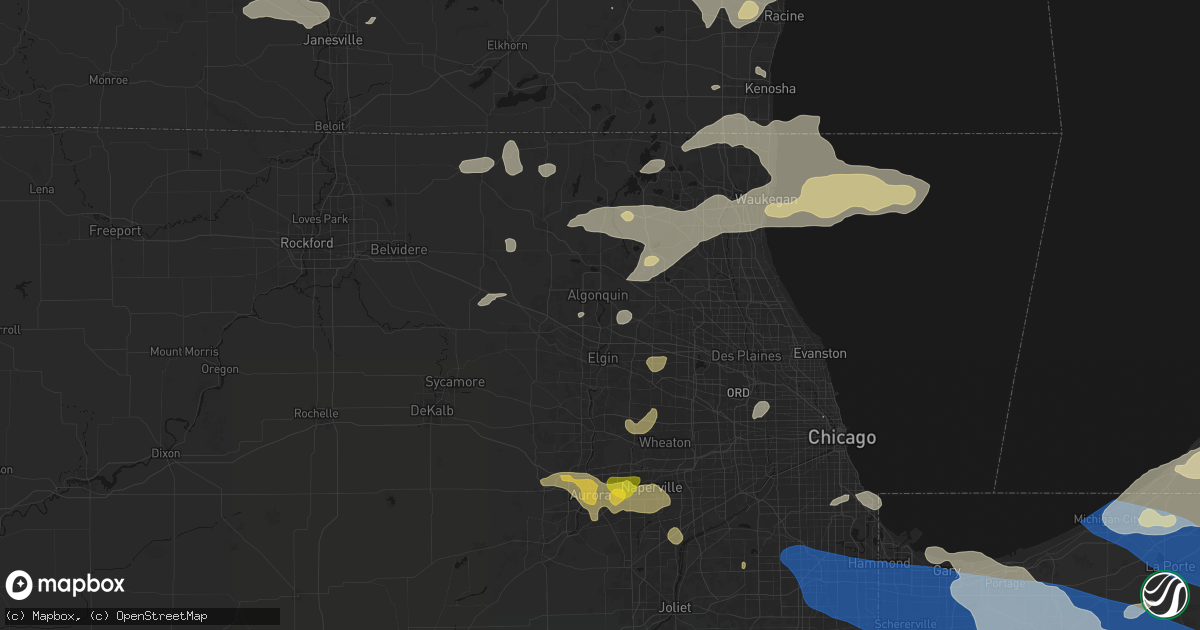 Hail map in Carpentersville, IL on August 9, 2026