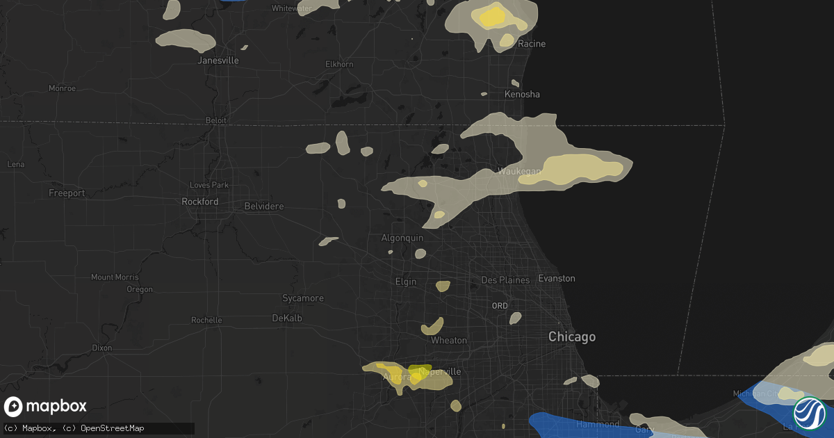 Hail map in Cary, IL on August 9, 2026
