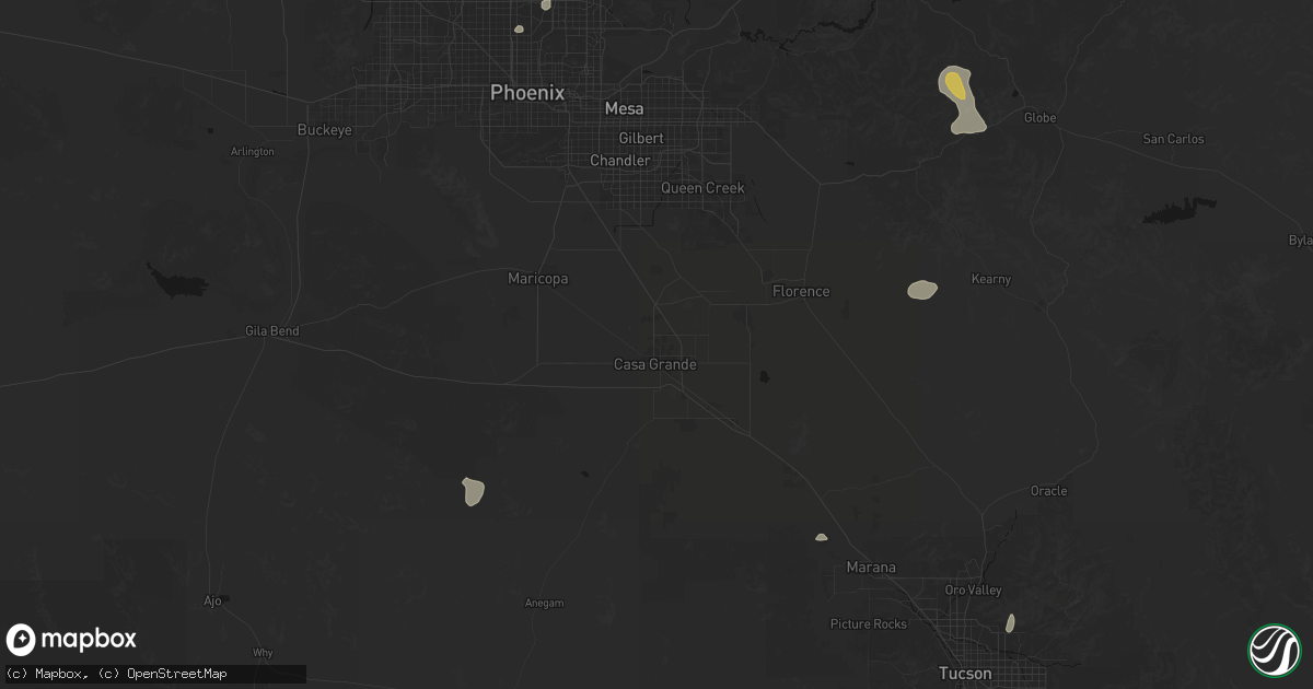 Hail map in Casa Grande, AZ on August 9, 2026