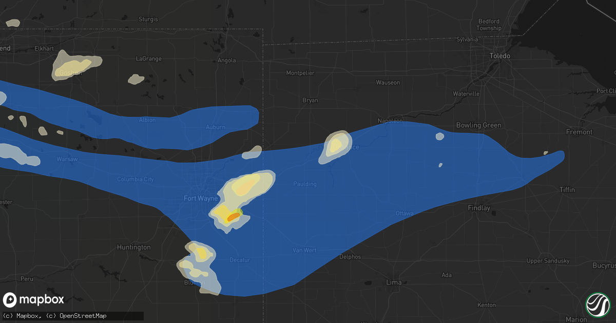 Hail map in Cecil, OH on August 9, 2026