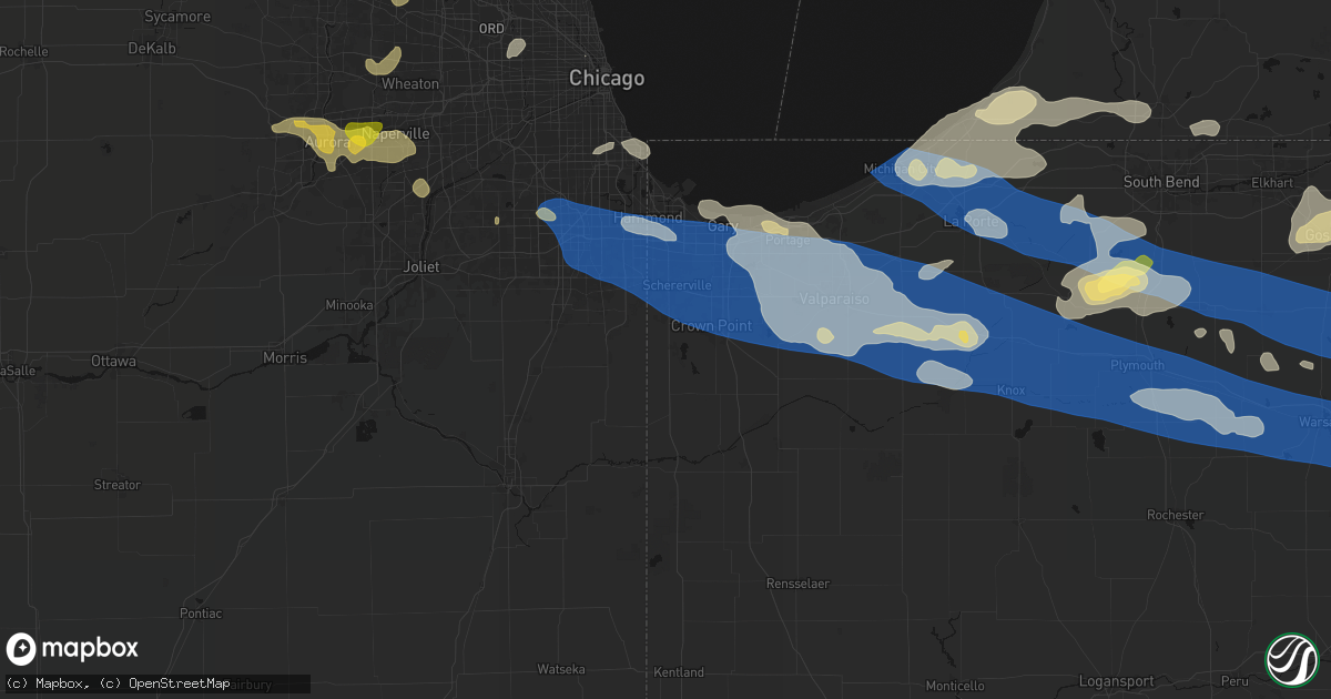 Hail map in Cedar Lake, IN on August 9, 2026