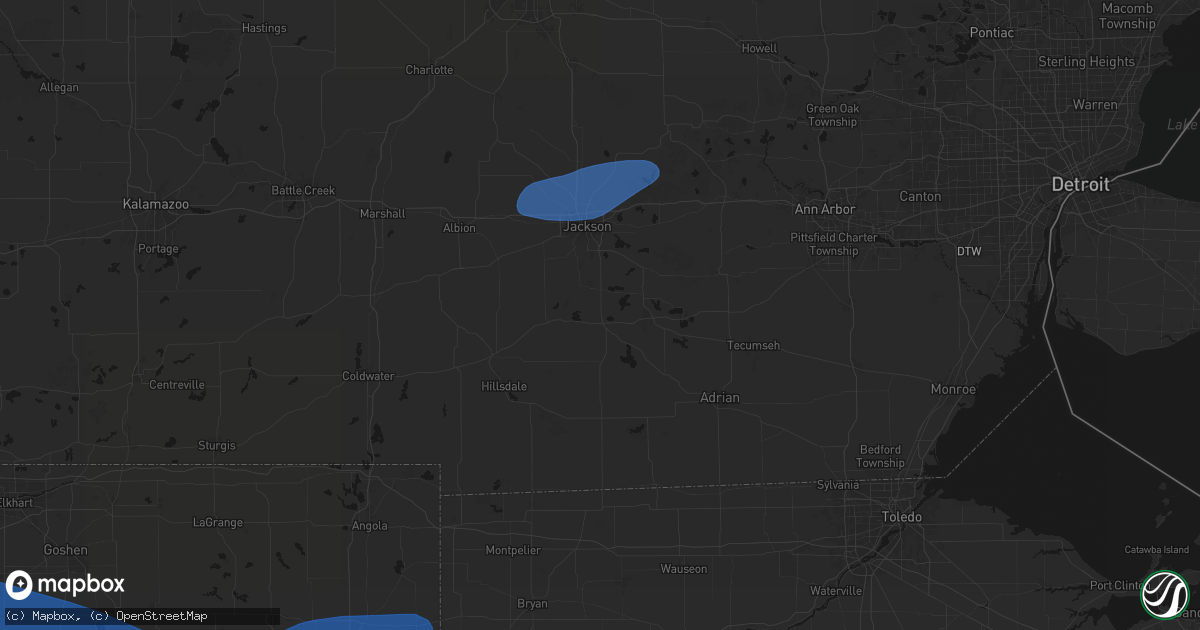 Hail map in Cement City, MI on August 9, 2026