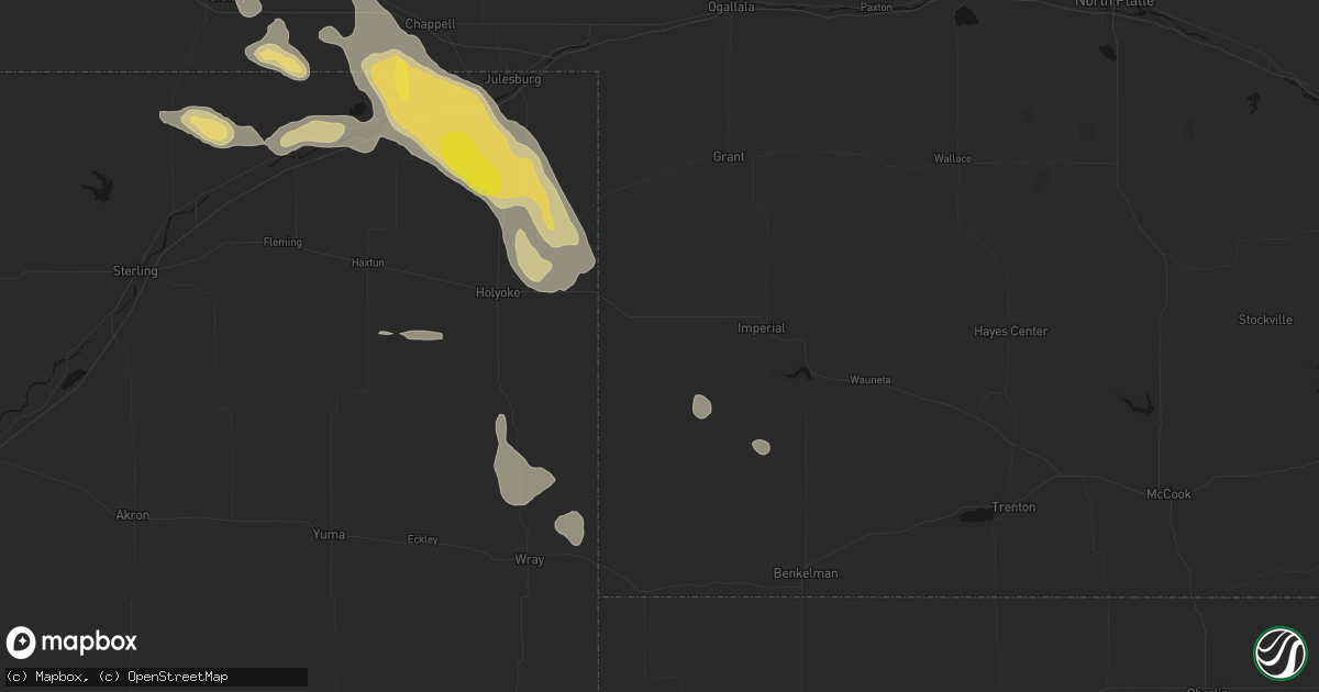 Hail map in Champion, NE on August 9, 2026