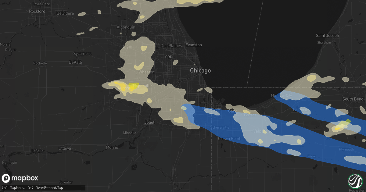 Hail map in Chicago Ridge, IL on August 9, 2026