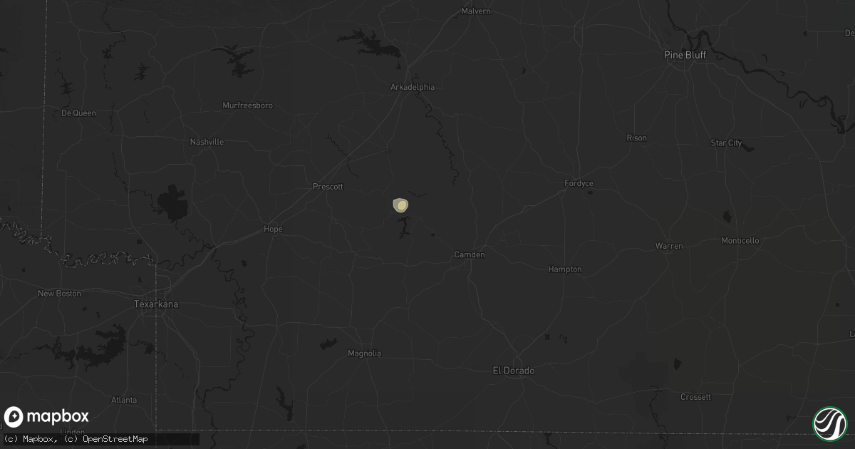 Hail map in Chidester, AR on August 9, 2026