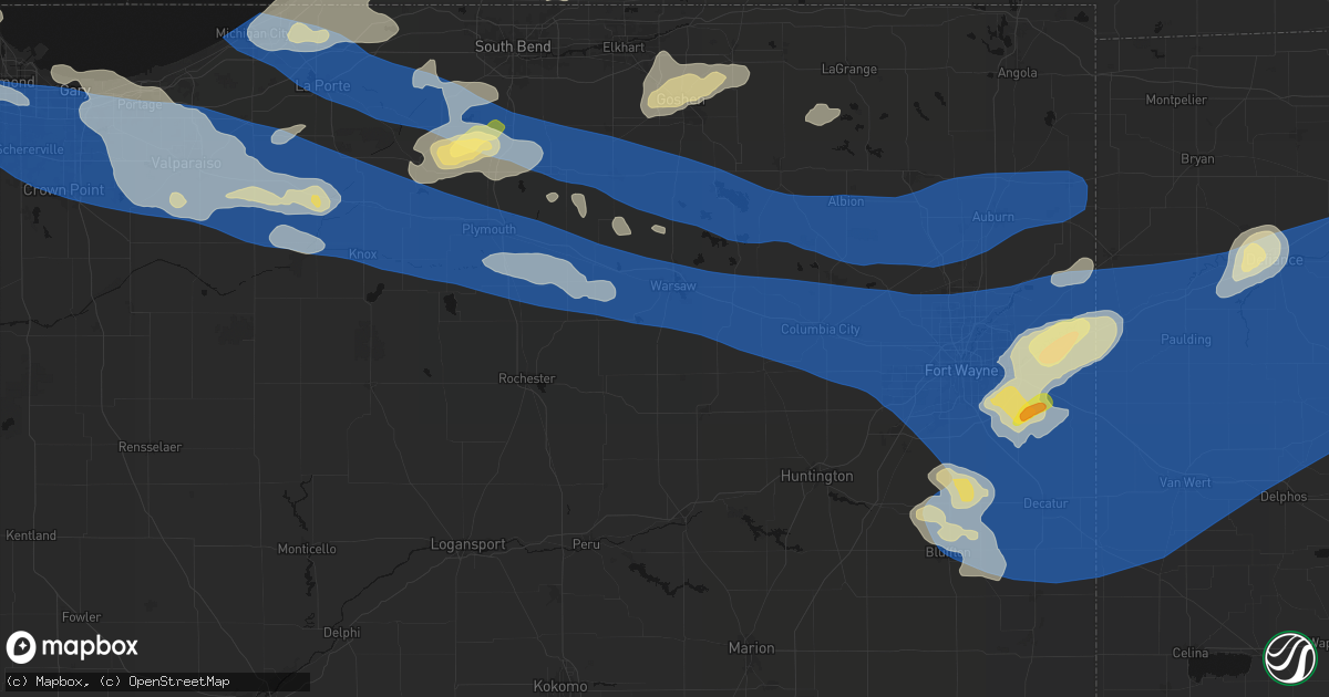 Hail map in Claypool, IN on August 9, 2026
