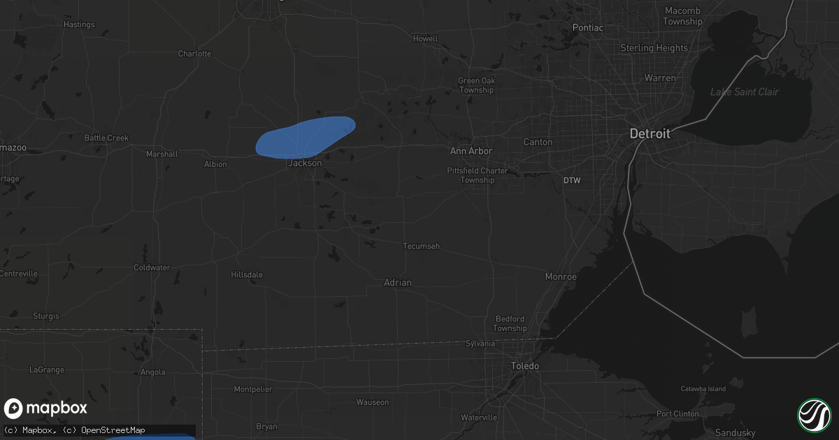 Hail map in Clinton, MI on August 9, 2026
