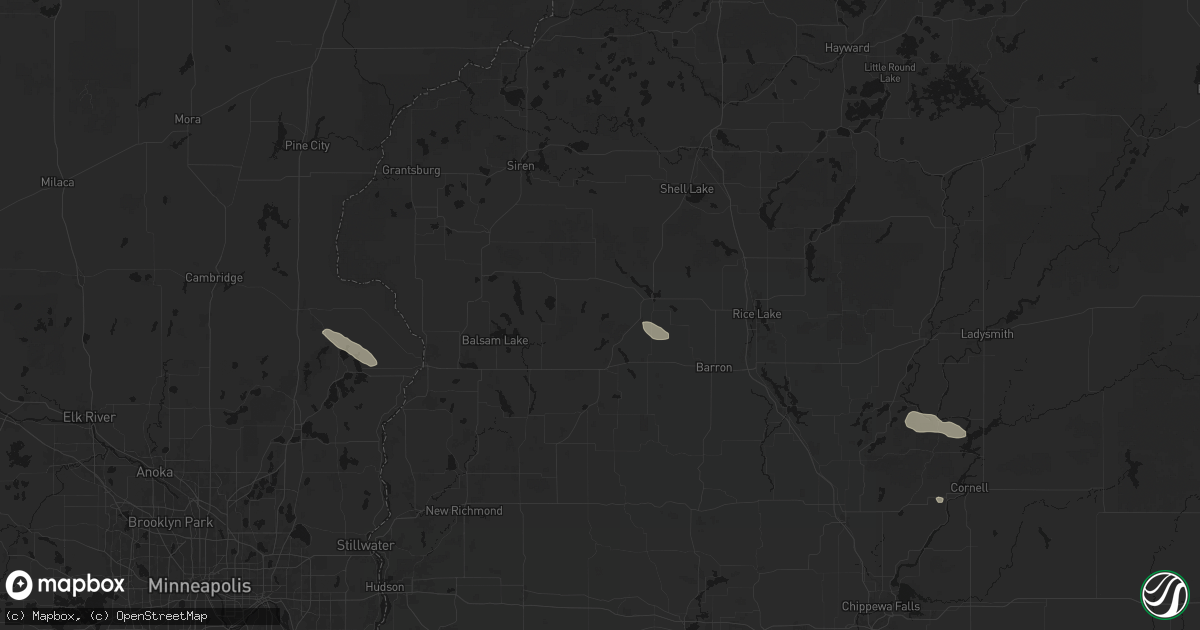 Hail map in Comstock, WI on August 9, 2026
