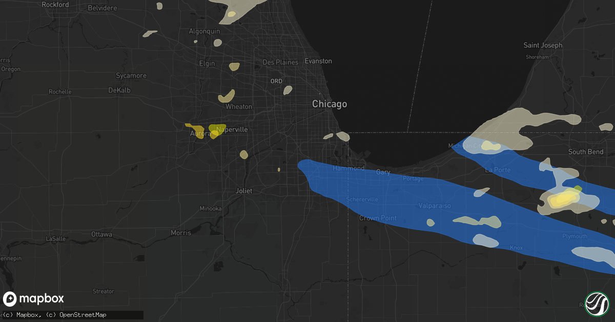 Hail map in Crestwood, IL on August 9, 2026