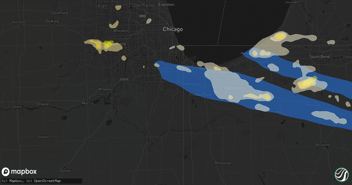 Hail map in Crete, IL on August 9, 2026