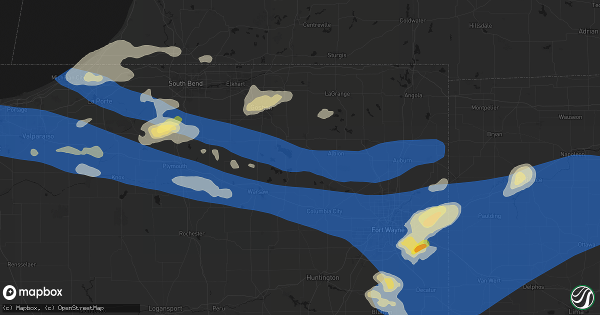 Hail map in Cromwell, IN on August 9, 2026