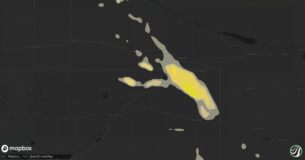 Hail map in Crook, CO on August 9, 2026