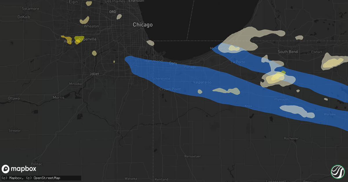 Hail map in Crown Point, IN on August 9, 2026