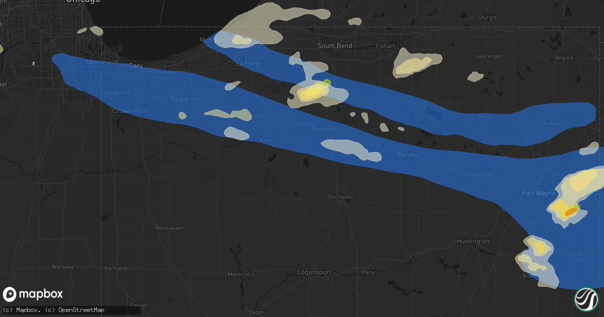 Hail map in Culver, IN on August 9, 2026