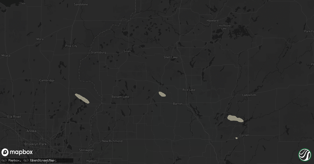 Hail map in Cumberland, WI on August 9, 2026