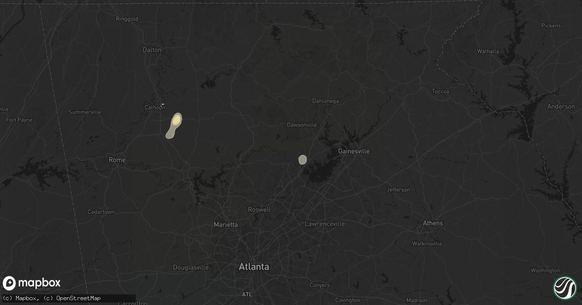 Hail map in Cumming, GA on August 9, 2026