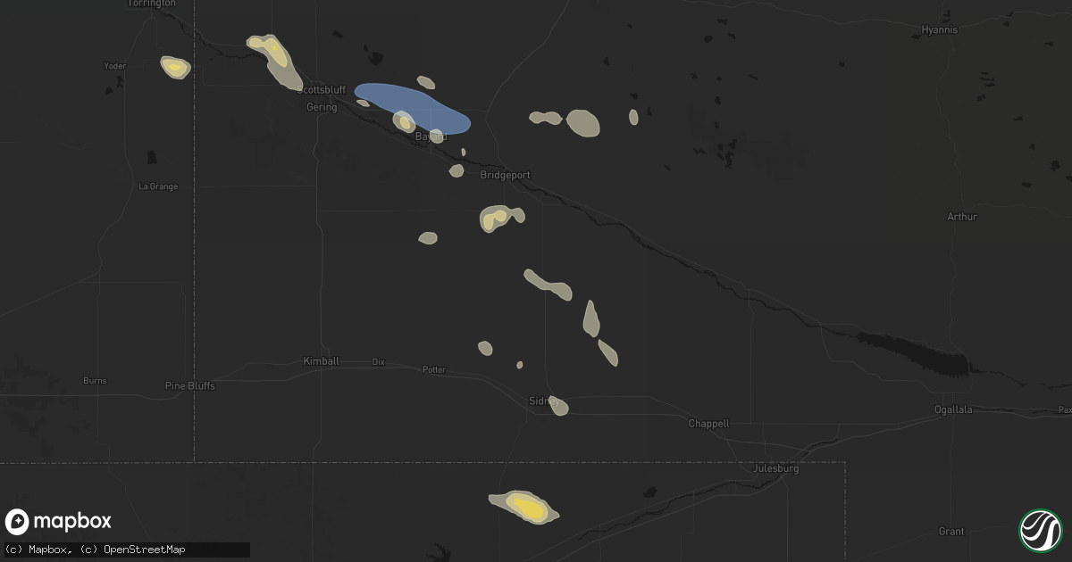 Hail map in Dalton, NE on August 9, 2026