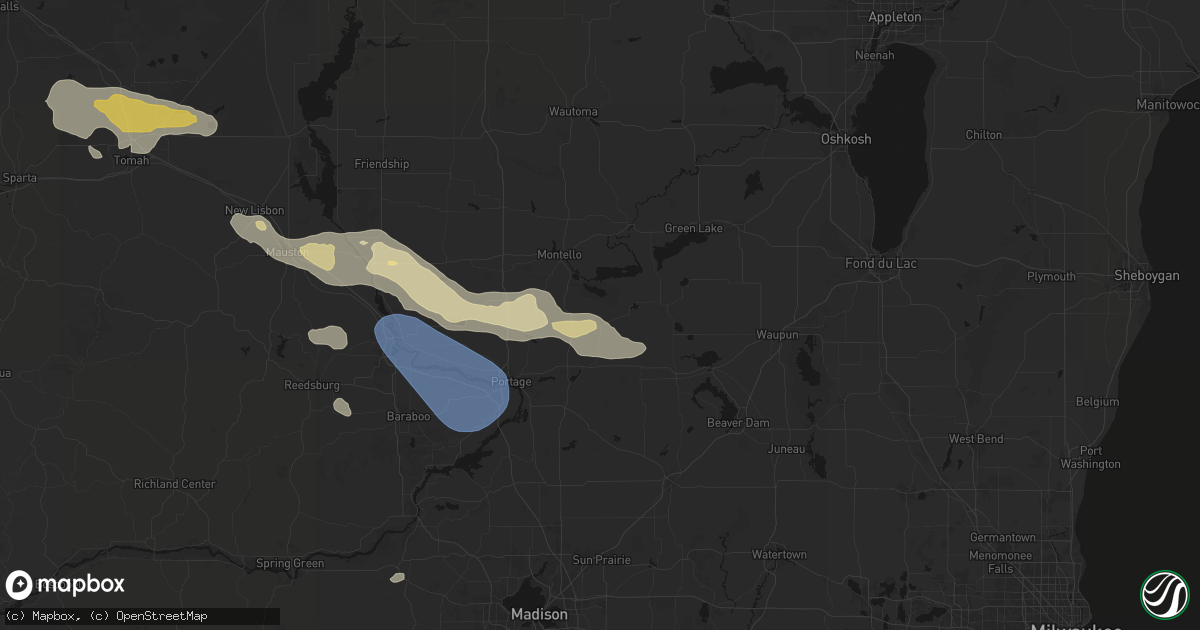 Hail map in Dalton, WI on August 9, 2026