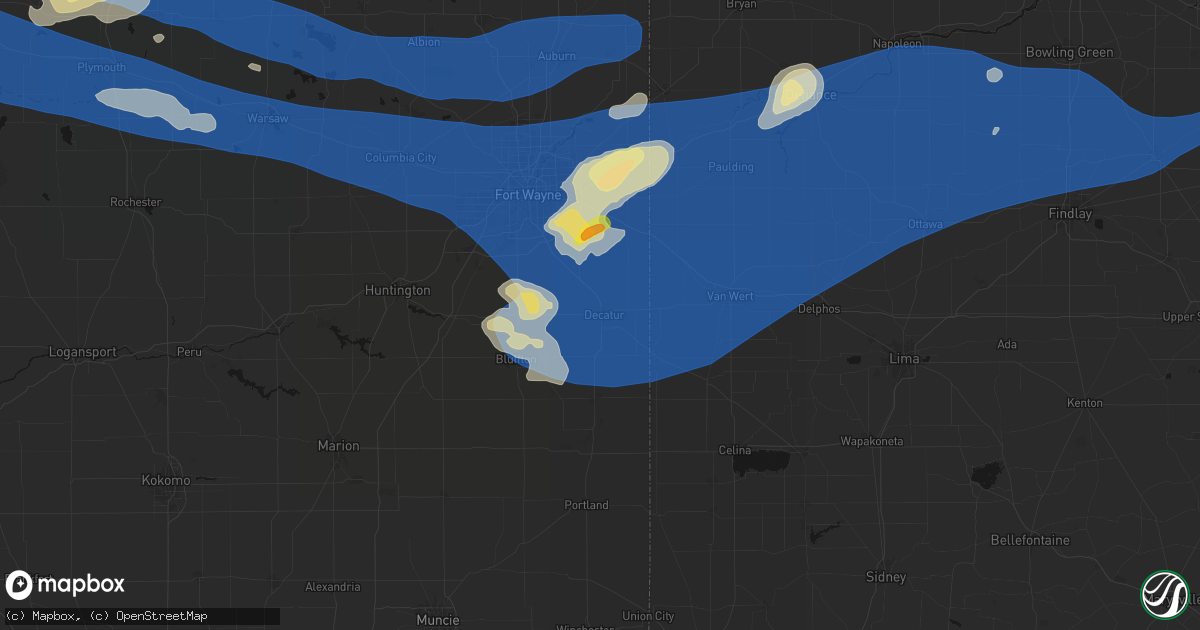 Hail map in Decatur, IN on August 9, 2026