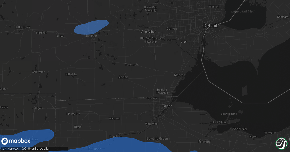 Hail map in Deerfield, MI on August 9, 2026