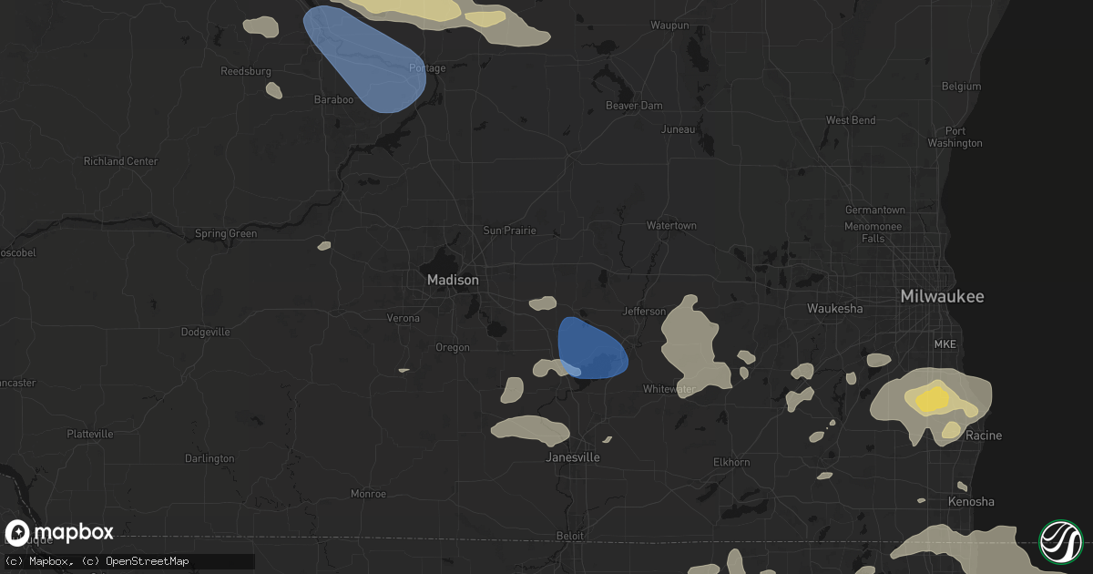 Hail map in Deerfield, WI on August 9, 2026