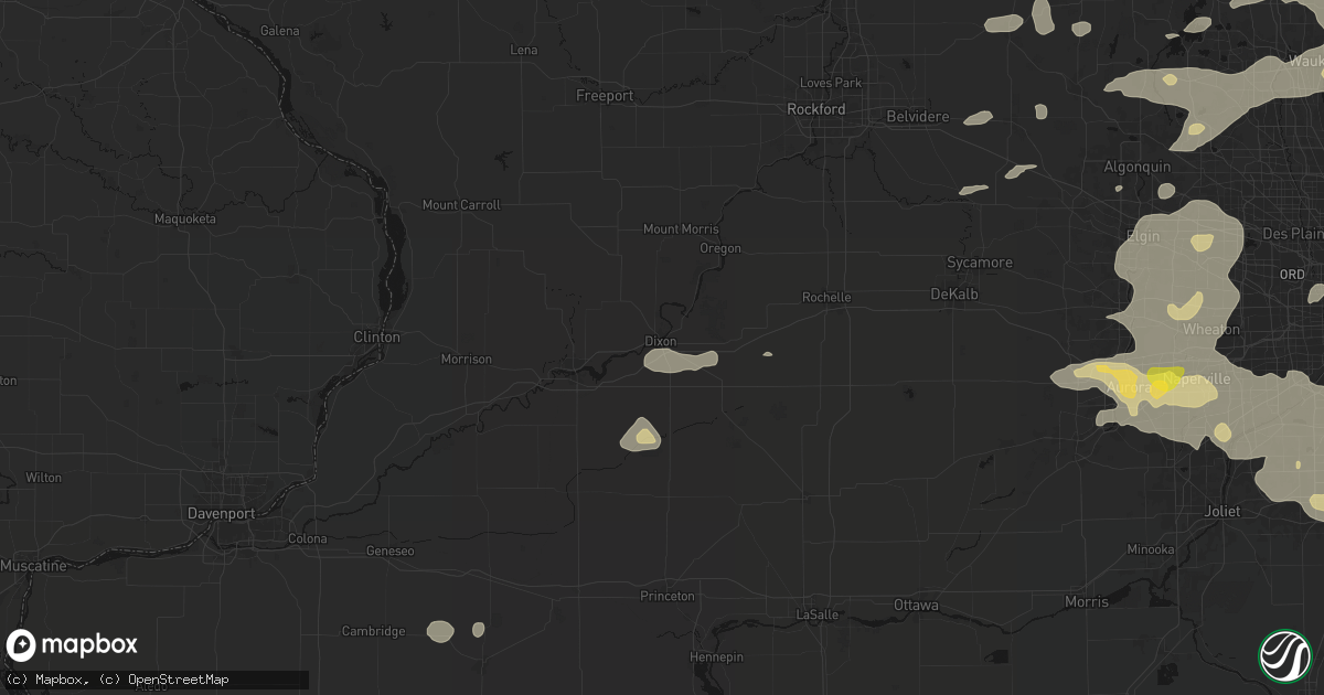 Hail map in Dixon, IL on August 9, 2026
