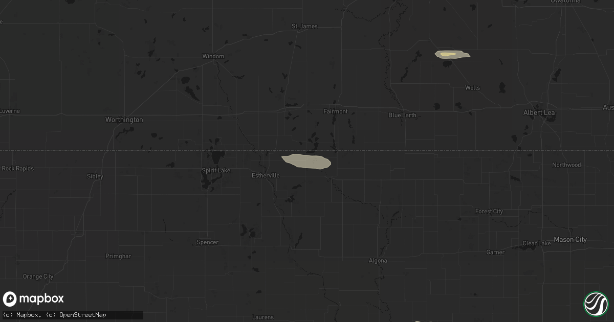 Hail map in Dolliver, IA on August 9, 2026