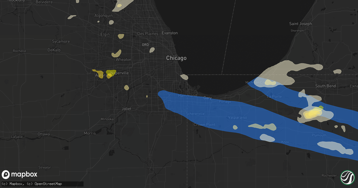 Hail map in Dolton, IL on August 9, 2026